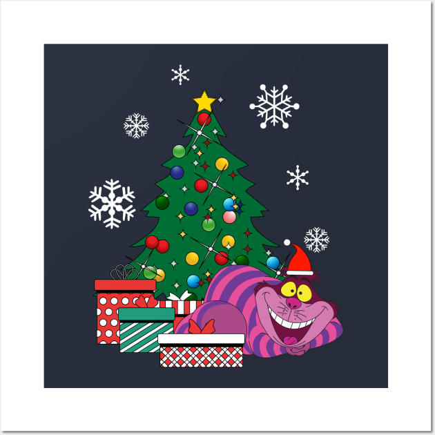 Cheshire Cat Around The Christmas Tree Wonderland Wall Art by Nova5